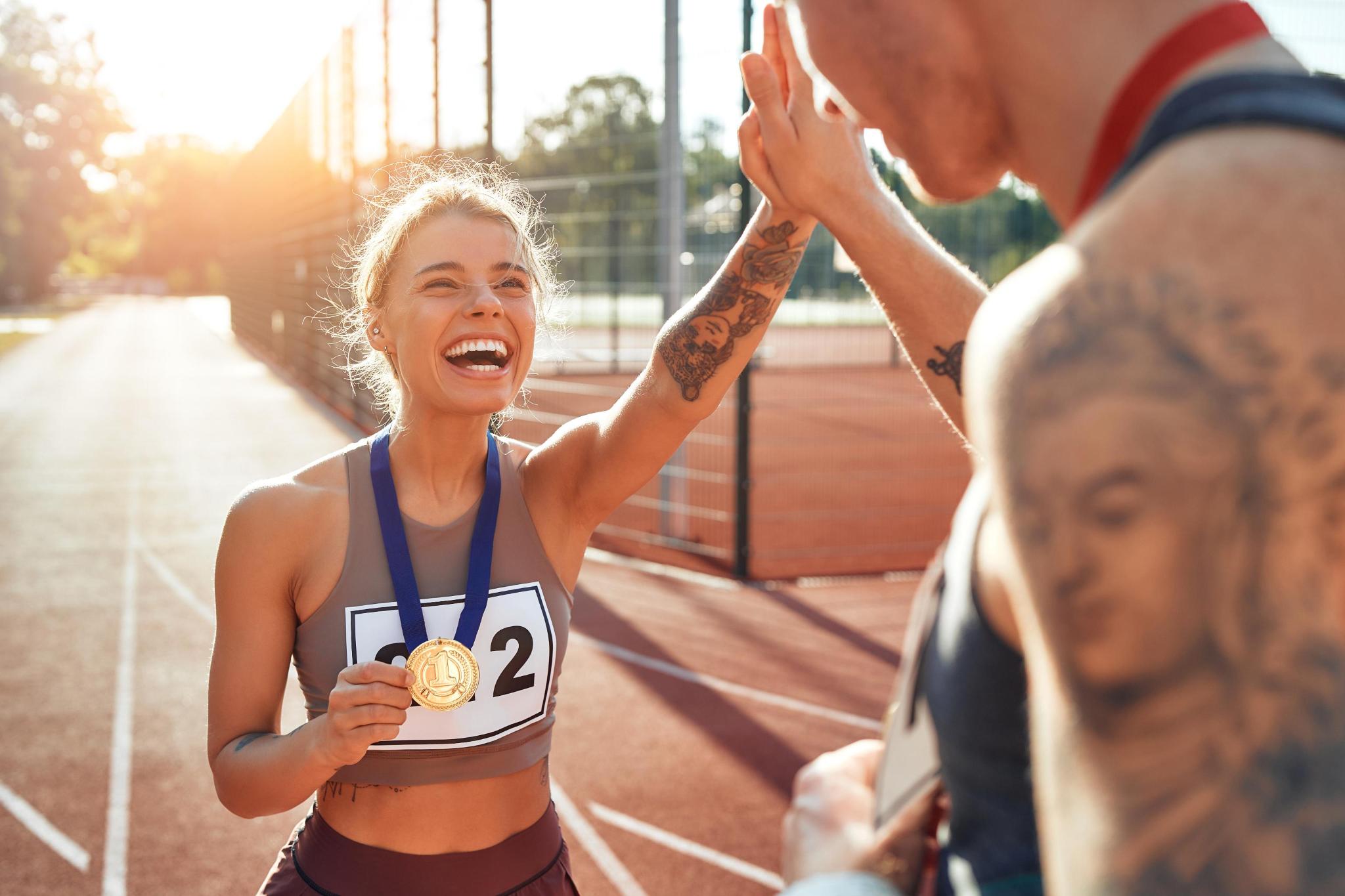 Athlete high-five